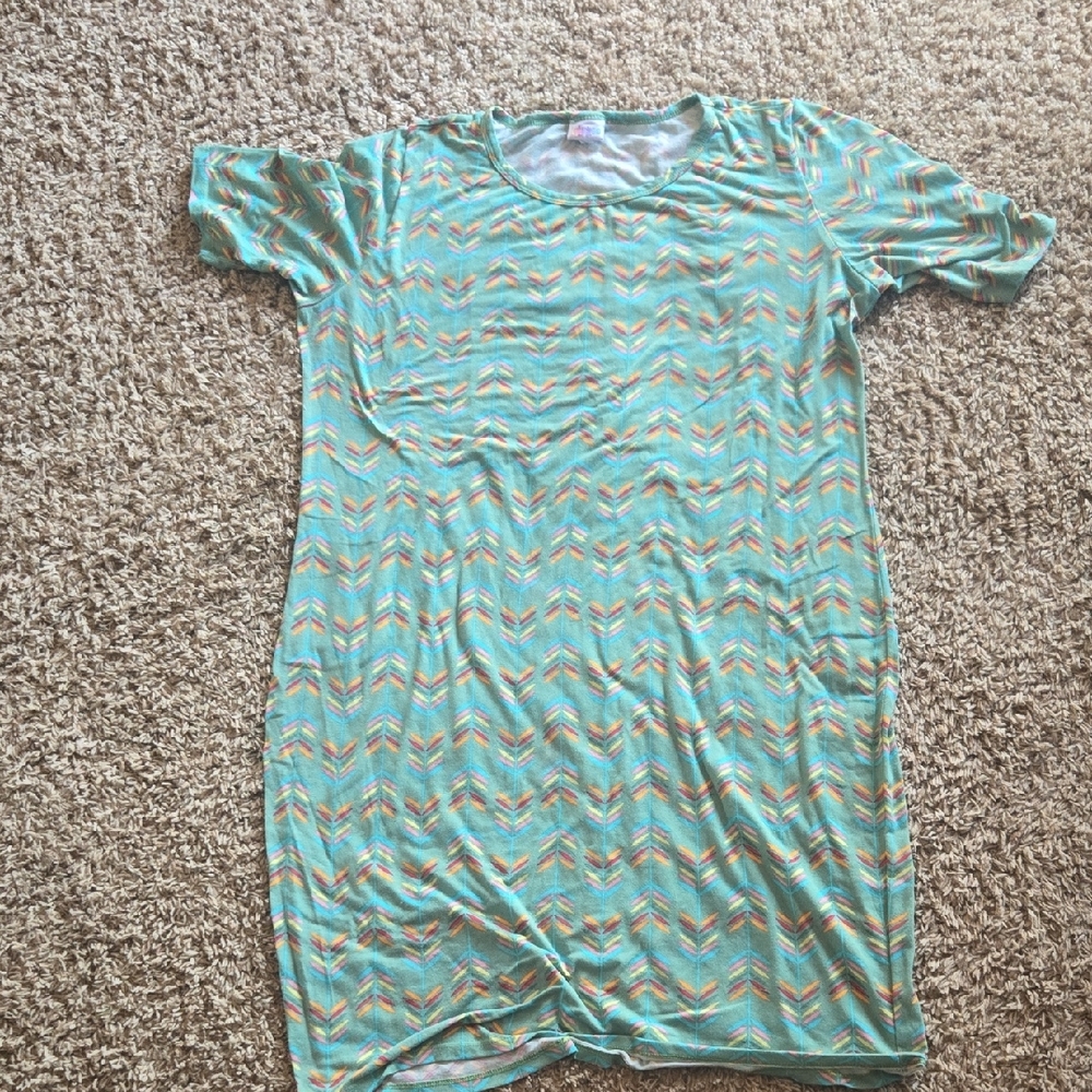 LuLaRoe Chevron Pattern Dress - Mint and Peach